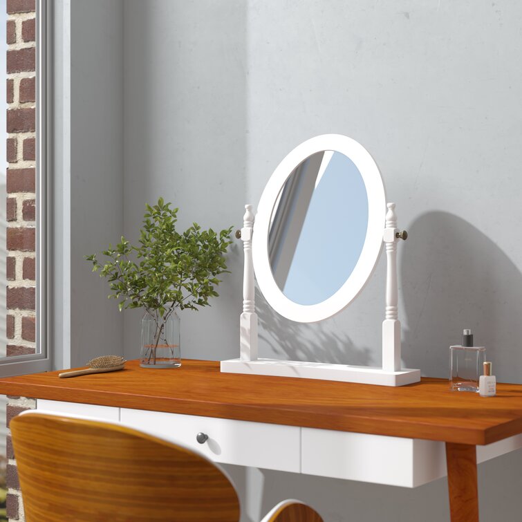 White oval deals dressing table mirror